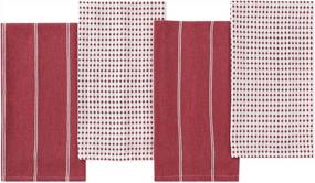 img 4 attached to Boho Chic Kitchen Towels - Set Of 4 Waffle Weave Towels For Drying Dishes & Home Decor, Highly Absorbent 100% Cotton In Crimson