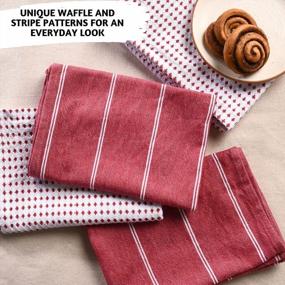 img 1 attached to Boho Chic Kitchen Towels - Set Of 4 Waffle Weave Towels For Drying Dishes & Home Decor, Highly Absorbent 100% Cotton In Crimson