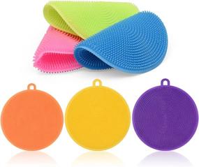 img 4 attached to 🧽 6PCS Round Silicone Sponges: Versatile Food-Grade Scrubber for Dishes, Kitchen Washing, Shower Rub - Halalili