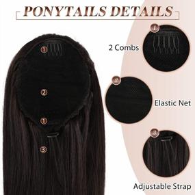 img 1 attached to 20 Inch Long Straight Drawstring Ponytail Extensions For Women & Girls - FESHFEN Synthetic Hairpiece Clip Ins