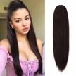 20 inch long straight drawstring ponytail extensions for women & girls - feshfen synthetic hairpiece clip ins logo
