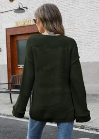 img 2 attached to Негабаритные женские свитера с v-образным вырезом: трикотаж в рубчик, пуловер с длинными рукавами, топы-туники для повседневной осенне-зимней моды