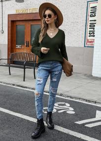 img 1 attached to Oversized Women'S V-Neck Sweaters: Ribbed Knit, Long Sleeved Pullover Tunic Tops For Casual Fall/Winter Fashion