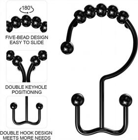 img 2 attached to 12 нержавеющих крючков для душевой занавески с двойным скольжением, кольца для стержня для ванной комнаты - Teskyer