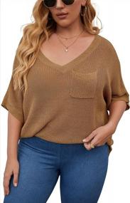 img 1 attached to Plus Size Women'S Knit Sweater Tunic Top W/ V Neck, Front Pocket & Side Slits