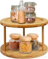 🍽️ 10 inch 2-tier bamboo lazy susan turntable spice rack for kitchen countertop/cabinet – rotating condiments organizer logo