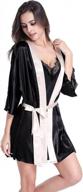 cos2be women’s kimono solid color silk robe- silky sexy lace trim nightdress- (satin robe/slip dress/set) logo