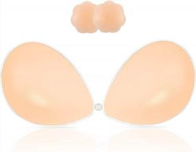 img 4 attached to Queensecret Adhesive Bra, Sticky Silicone Invisible Push Up Strapless Bra Reusable