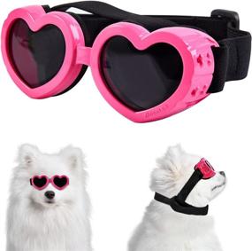 img 4 attached to 🐶 Suxible Dog Goggles: Small Breed Dog Sunglasses with UV Protection, Adjustable Strap, Waterproof & Windproof - Pink