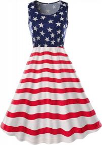 img 1 attached to Women'S Sleeveless USA Flag Dress - Star Striped Print Summer Maxi Tank Dress By OQC