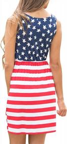img 2 attached to Women'S Sleeveless USA Flag Dress - Star Striped Print Summer Maxi Tank Dress By OQC