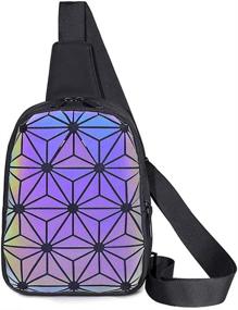 img 4 attached to Geometric Holographic Backpacks Reflective Irredescent Women's Handbags & Wallets via Satchels