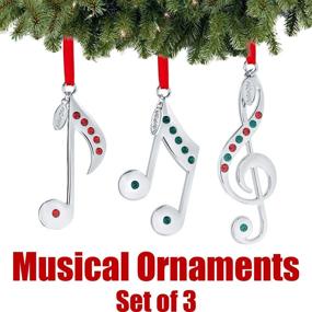 img 2 attached to Будьте в гармонии с праздниками - Klikel 2022 Musical Note Silver Ornament Set с выгравированным годом и яркими камнями
