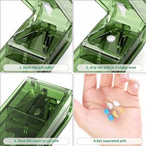 img 2 attached to Маленький разделитель таблеток с защитой лезвия - безопасный слайсер для витаминов и лекарств - резак для таблеток для точной резки - темно-зеленый цвет