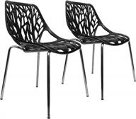 stackable birch sapling accent armless side chairs (set of 2) - urbanmod black modern dining chair logo