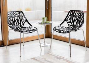 img 2 attached to Stackable Birch Sapling Accent Armless Side Chairs (Set Of 2) - UrbanMod Black Modern Dining Chair