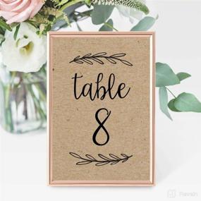 img 1 attached to 🎯 Rustic Kraft Table Number Signs - Double Sided Calligraphy Printed Cards for Wedding Reception, Restaurant, Birthday Party Event - Centerpiece Decoration Setting - Reusable Frame Stand - 4x6 Size