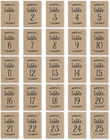 img 3 attached to 🎯 Rustic Kraft Table Number Signs - Double Sided Calligraphy Printed Cards for Wedding Reception, Restaurant, Birthday Party Event - Centerpiece Decoration Setting - Reusable Frame Stand - 4x6 Size