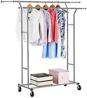 heavy-duty commercial grade clothes racks with adjustable height for boutiques: langria double rail garment racks логотип