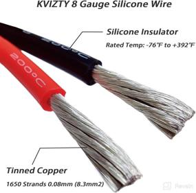img 3 attached to KVIZTY 8 Gauge Silicone Wire【25ft Red】- Super Flexible 8 AWG Automotive 🔴 Cable, 1650 Strands, 0.08mm Stranded Tinned Copper Conductor, 8.3mm² Size, High Temperature 200℃/392℉ 600V