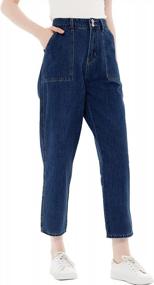 img 2 attached to Anna-Kaci Women'S High Waisted Boyfriend Jeans | Loose Tapered Crop Pants