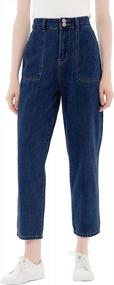 img 4 attached to Anna-Kaci Women'S High Waisted Boyfriend Jeans | Loose Tapered Crop Pants