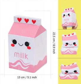img 3 attached to Anboor Milk Box Squishies - 8.9 Inches Jumbo, Soft, Slow Rising, Scented, Kawaii Food Squishy Charm For Stress Relief, Kids Toys And Decorative Props In Pink