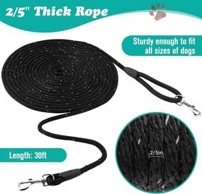 img 3 attached to PUPTECK Long Dog Training Leash: 30FT Heavy Duty Reflective Tie-Outs for Effective Outdoor Recall Training