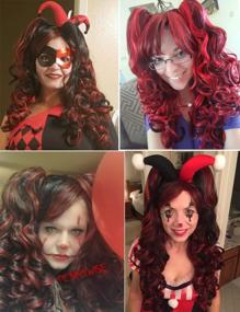 img 3 attached to Multi-Color Long Curly Cosplay Wig With Dual Ponytails (Black And Red) By ColorGround