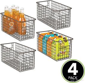 img 3 attached to 📦 mDesign Concerto Collection Bronze Metal Wire Food Storage Basket Organizer - 4 Pack: Organize Kitchen Cabinets, Pantry Shelves, Bathroom, Laundry Room, Closets, Garage