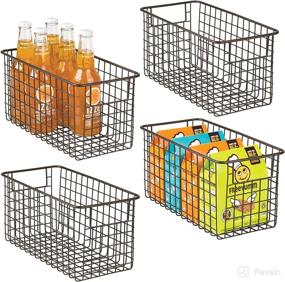 img 4 attached to 📦 mDesign Concerto Collection Bronze Metal Wire Food Storage Basket Organizer - 4 Pack: Organize Kitchen Cabinets, Pantry Shelves, Bathroom, Laundry Room, Closets, Garage