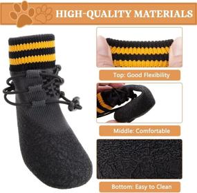 img 1 attached to 🐾 PUPTECK Waterproof Dog Boots with Anti-Slip Traction Control - 2 Pairs of Dog Shoes Including Adjustable Shoelace Dog Socks for Indoor Hardwood and Outdoor Walking