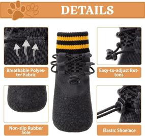 img 2 attached to 🐾 PUPTECK Waterproof Dog Boots with Anti-Slip Traction Control - 2 Pairs of Dog Shoes Including Adjustable Shoelace Dog Socks for Indoor Hardwood and Outdoor Walking