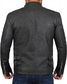 img 2 attached to Распродажа: коричневая кожаная куртка в мотоциклетном стиле для мужчин - Blingsoul Black Leather Jacket