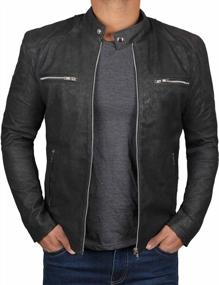 img 4 attached to Clearance Sale: Brown Motorcycle Style Leather Jacket For Men - Blingsoul Black Leather Jacket