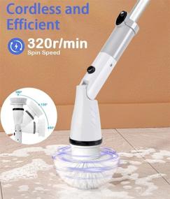 img 2 attached to 🧼 Powerful Cordless Electric Spin Scrubber with 4 Replaceable Brush Heads, Extended Handle, and 4000mAh Rechargeable Battery - Ideal for Bathroom, Tub, Tile, Kitchen, and Floor Cleaning