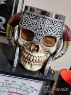 img 1 attached to Viking Skull Mug - Stainless Steel Drinking Cup With Skeleton Resin Design, Ideal For Beer, Coffee, Tea, And Halloween Bar Parties - Unique Tankard Drinkware Gift review by Van Masterson