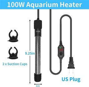 img 3 attached to JESTOP 100W Submersible Aquarium Heater with External Temperature Controller - Adjustable Mini Turtle Tank and Fish Tank Heater with Suction Cups for Saltwater & Freshwater