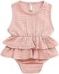 cute and comfy cotton linen romper for baby girls with ruffle sleeves - perfect for summer outfits! logo