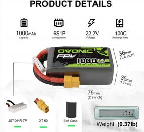 img 3 attached to High-Performance Ovonic 6S Lipo Battery - 100C 1000MAh 22.2V With XT60 Connector For RC FPV Racing Drones And Quadcopters