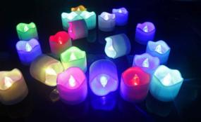 img 4 attached to Pack Of 12 Wave Open Style Battery Powered Tea Lights With Remote Control, Timer & Color Changing Flickering Lights - Ideal For Weddings, Christmas Decorations & More