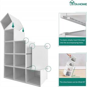 img 1 attached to Set Of 6 YITAHOME Clear Shoe Storage Boxes With Stackable Rack And Drawers In White
