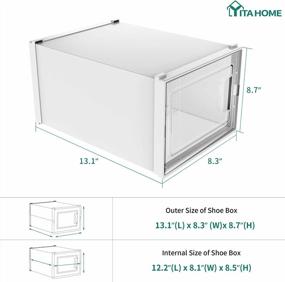 img 2 attached to Set Of 6 YITAHOME Clear Shoe Storage Boxes With Stackable Rack And Drawers In White