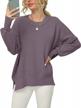 prinbara women crewneck batwing sleeve oversized side slit ribbed knit pullover sweater top logo