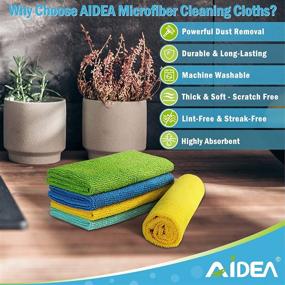 img 1 attached to AIDEA Microfiber Cleaning Cloths - 12 Pack: All-Purpose, Highly Absorbent, Lint-Free, Streak-Free Wash Cloth for House, Kitchen, Car, Window - Ideal Gifts (12in.x 12in.)