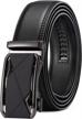 sendefn men's leather belt w/ automatic ratchet buckle & gift box - dress or casual trim to fit logo