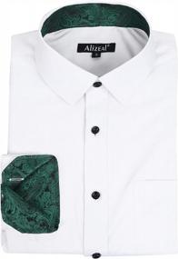 img 1 attached to Professional Style | Alizeal Men’S Slim Fit Dress Shirt | Long Sleeve Button-Down | Patchwork Design