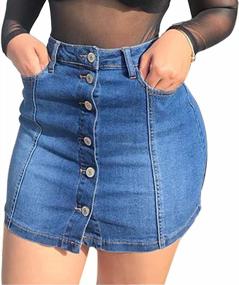 img 4 attached to Denim Short Skirt With Button Front Closure And Convenient Side Pocket For Women By Tulucky