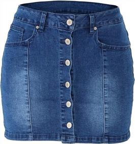img 1 attached to Denim Short Skirt With Button Front Closure And Convenient Side Pocket For Women By Tulucky