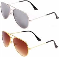 uv protection aviator sunglasses for kids age 2-9 - creamily girls boys eyewear logo